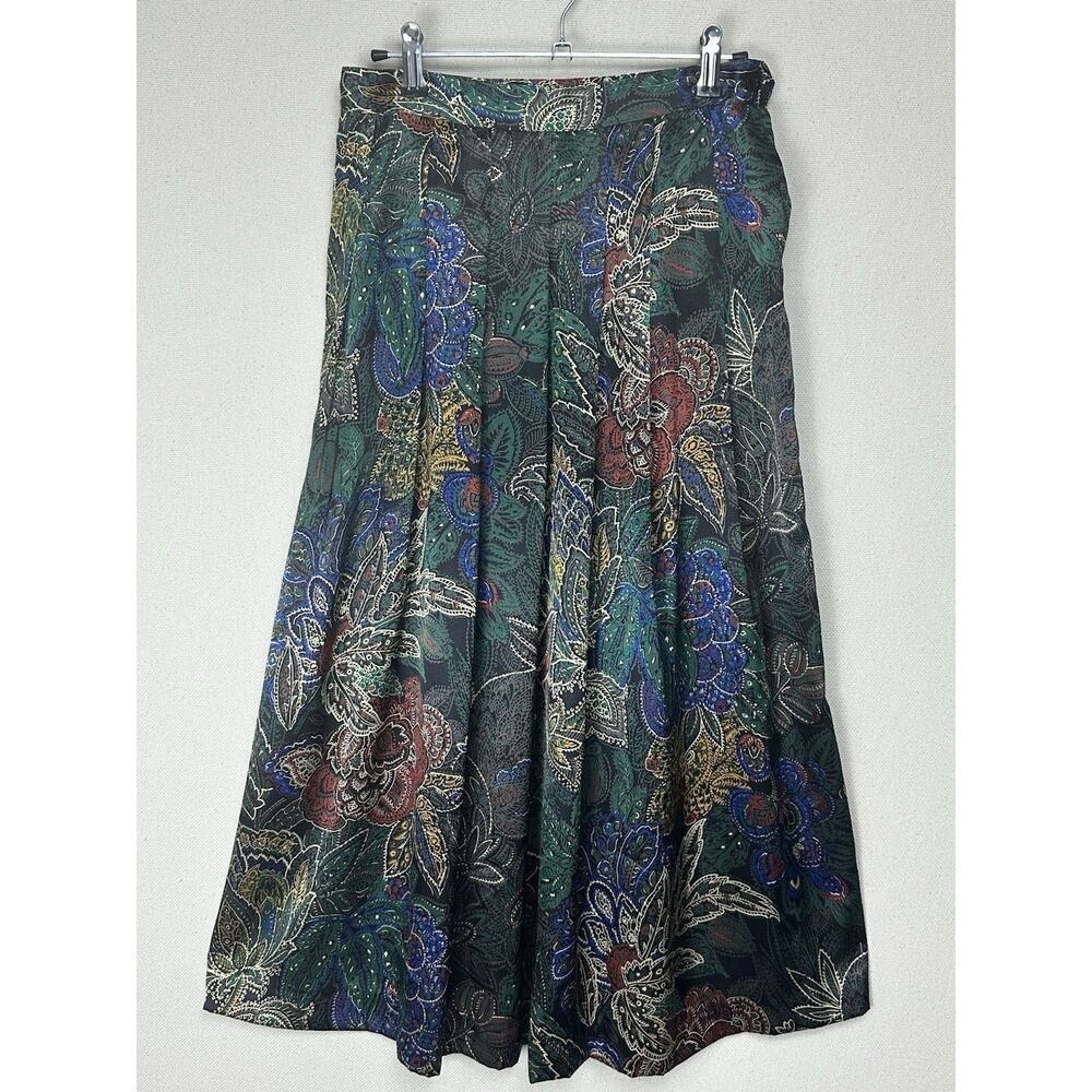 Vtg Eva Laurel New York Paisley Print Midi Skirt Sz 10 Pleated Made in USA boho